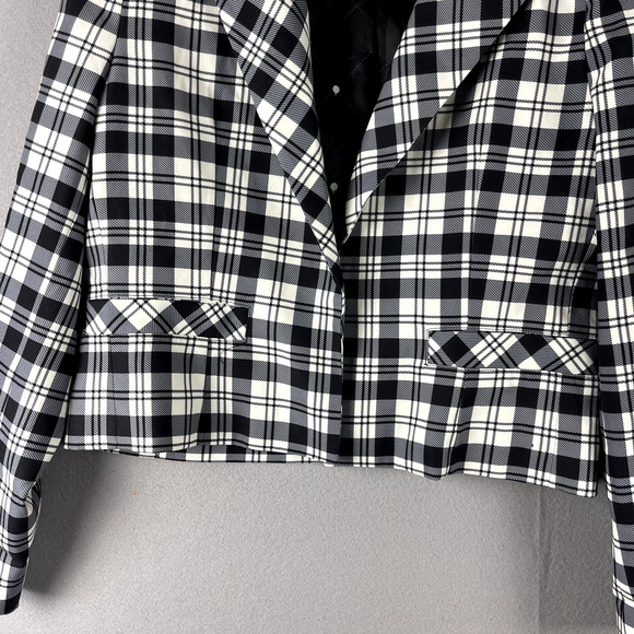 Blackmilk Plaid Tartan Blazer Jacket Womens 12/16 Lined Open Front Academia - Picture 3 of 15